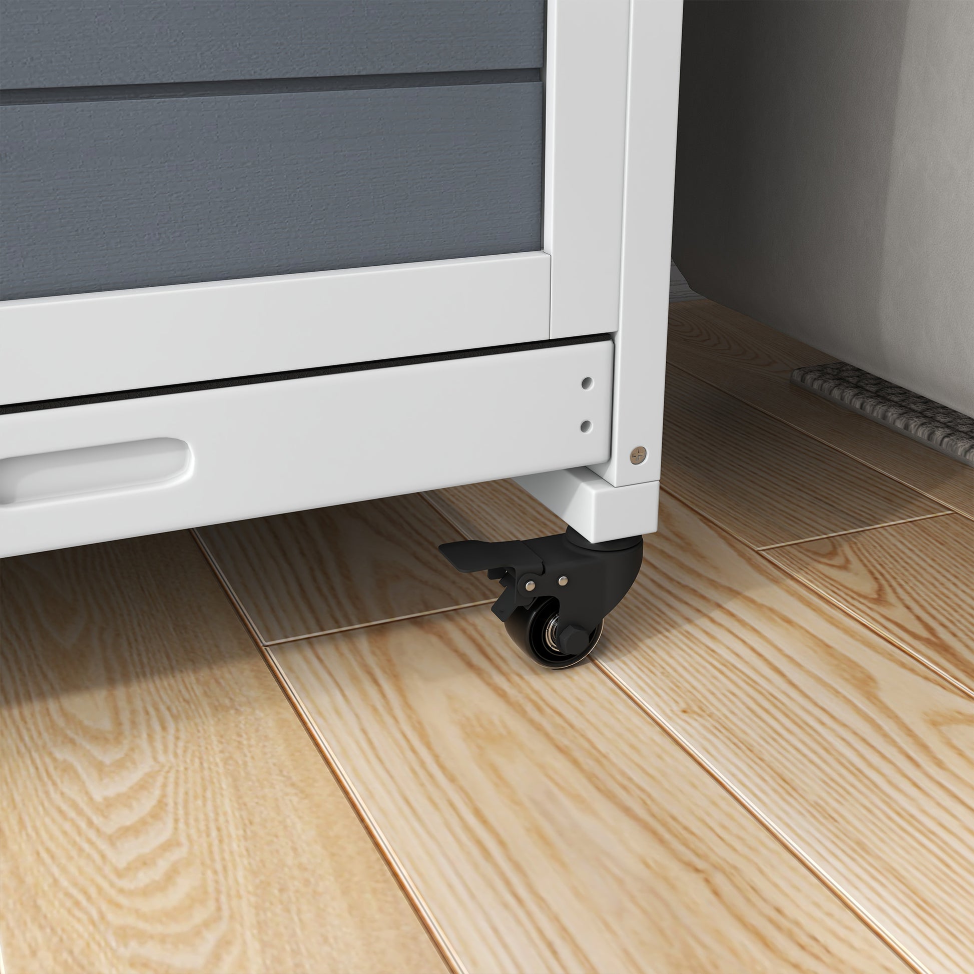 Pawhut Conejera De Madera De 2 Niveles Con Ruedas 90x53x97 Cm Gris_4