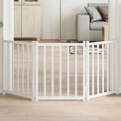 Vidaxl Puerta De Perros Plegable 3 Paneles Madera Abeto Blanco 150 Cm_1