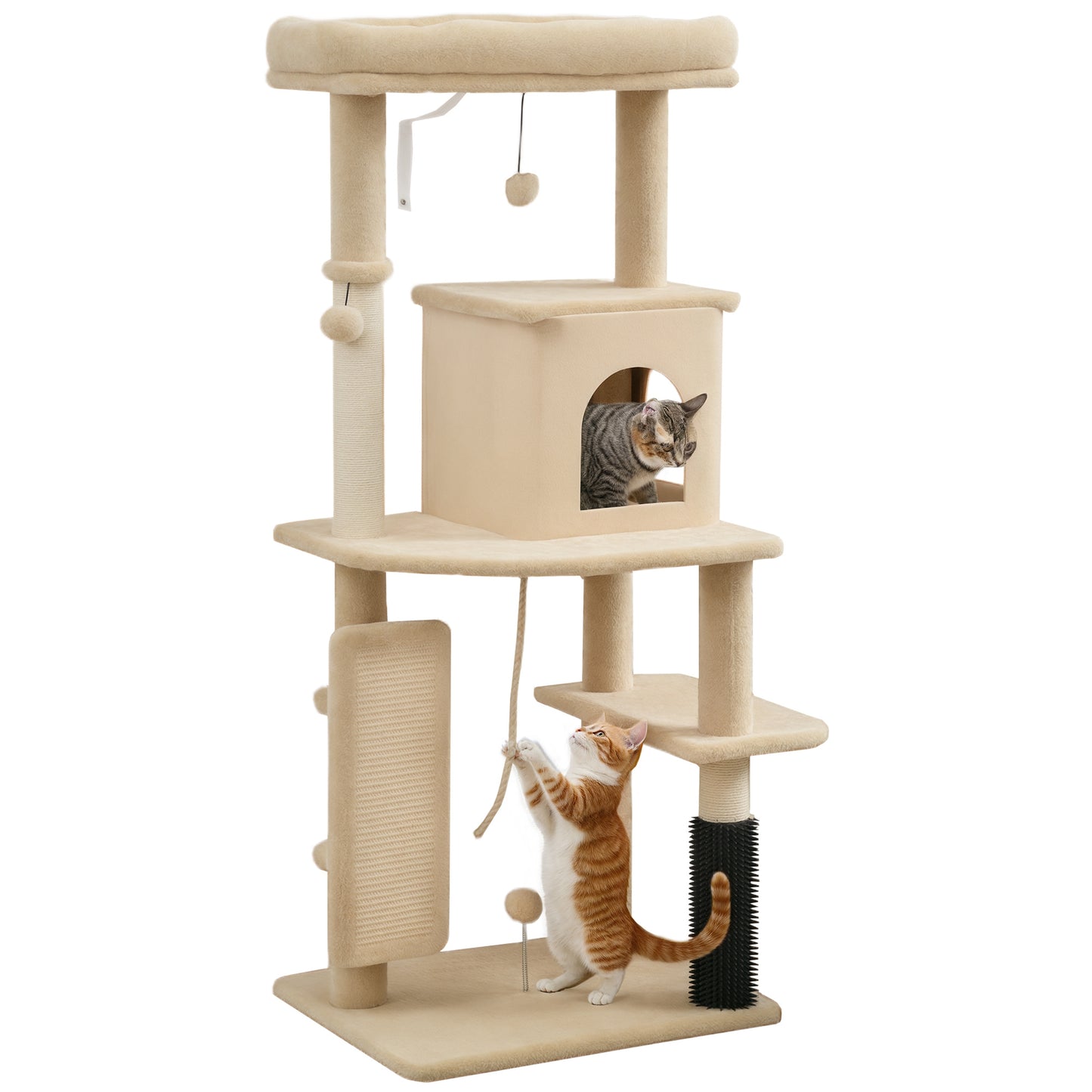 Pawhut Árbol Rascador Para Gatos Grande Altura 132 Cm Beige_0