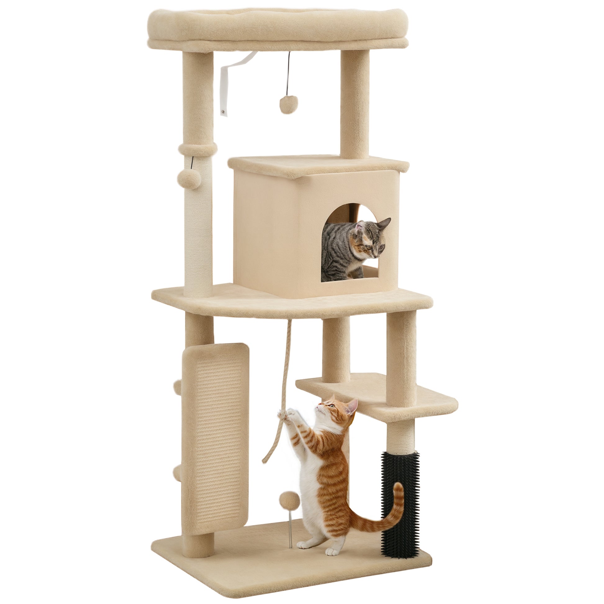Pawhut Árbol Rascador Para Gatos Grande Altura 132 Cm Beige_0