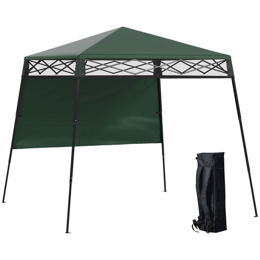 Outsunny Carpa Plegable 220x220x200 Cm Con 1 Pared Lateral Verde_0