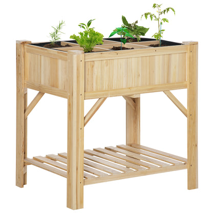 Outsunny Huerto Urbano De Madera Jardín 6 Compartimentos Estante 78,5x58x81 Cm_0