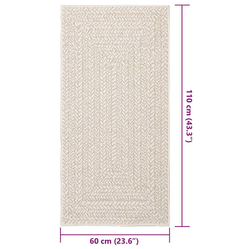 Vidaxl Alfombra Zizur Apariencia Yute Interior Exterior Crema 60x110cm_2