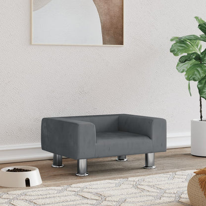 Cama Para Perros De Terciopelo Gris Oscuro 50x40x26,5 Cm / Vetonek_1
