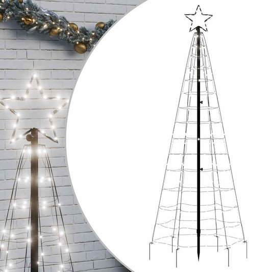 Vidaxl Árbol De Navidad Led Con Estacas 220 Leds Blanco Frío 180 Cm_0