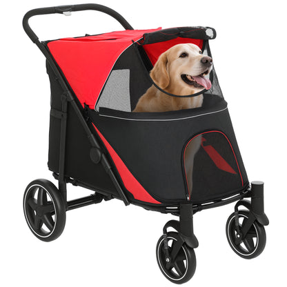 Pawhut Cochecito Para Perros Plegable Con Ventana De Malla 112x65x100 Cm Rojo_0