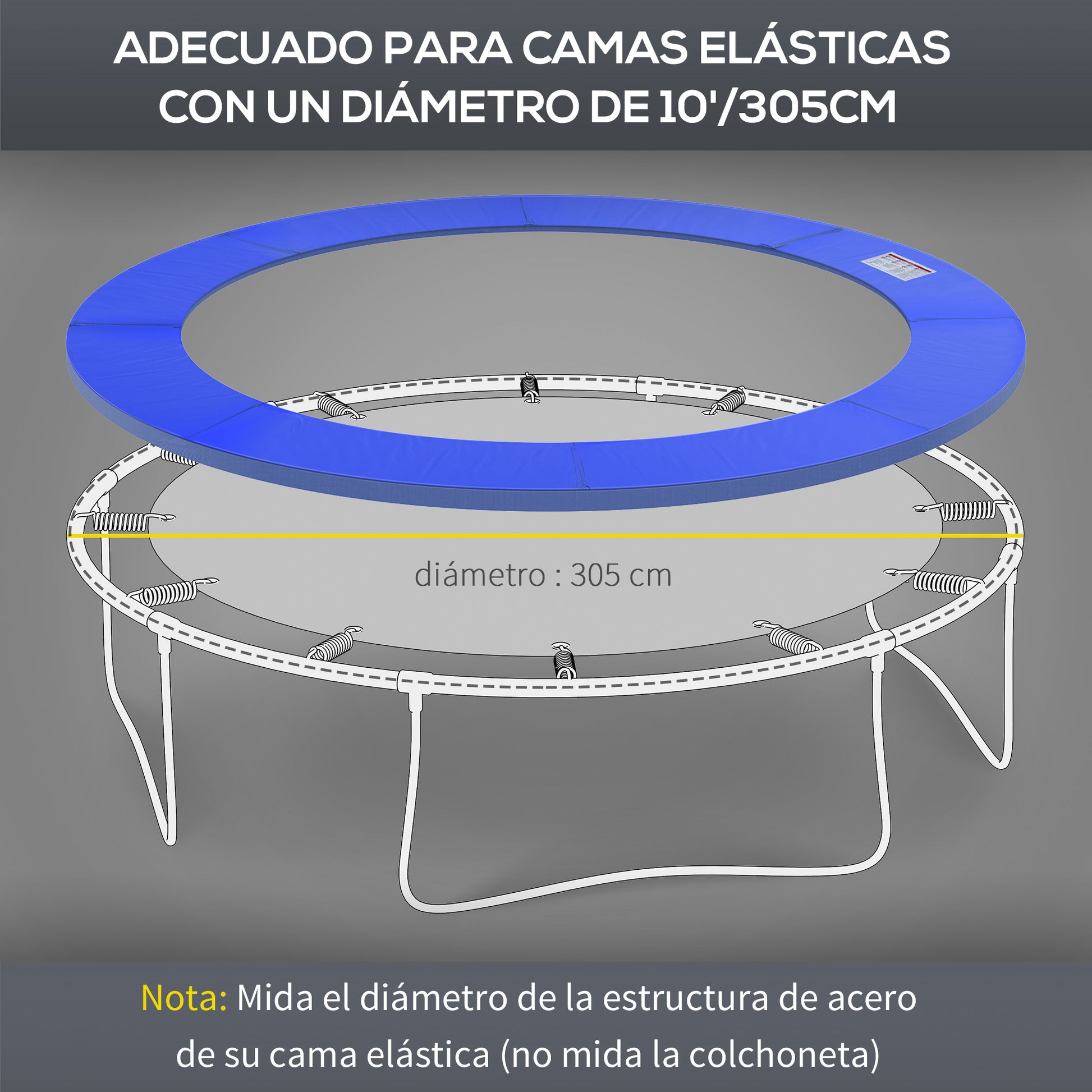 Homcom Cubierta De Protección Acolchada Borde De Seguridad Para Trampolines Cama Elástica Con Diámetro Ø305 Cm Azul_4