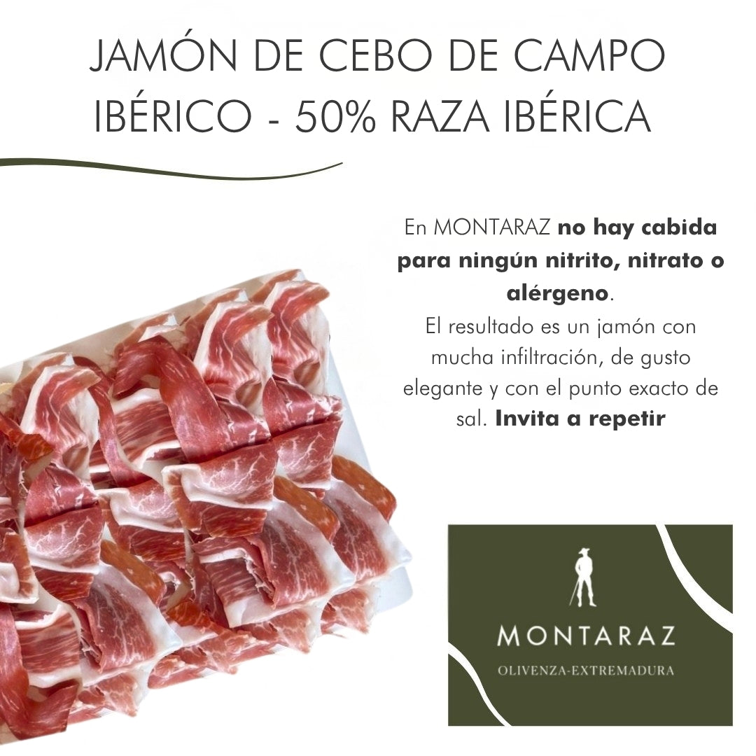 Montaraz® Caja Regalo Gourmet | 7 Loncheados De Jamón De Cebo De Campo Ibérico 50% Raza Ibérica Envasados Al Vacío 700g_1