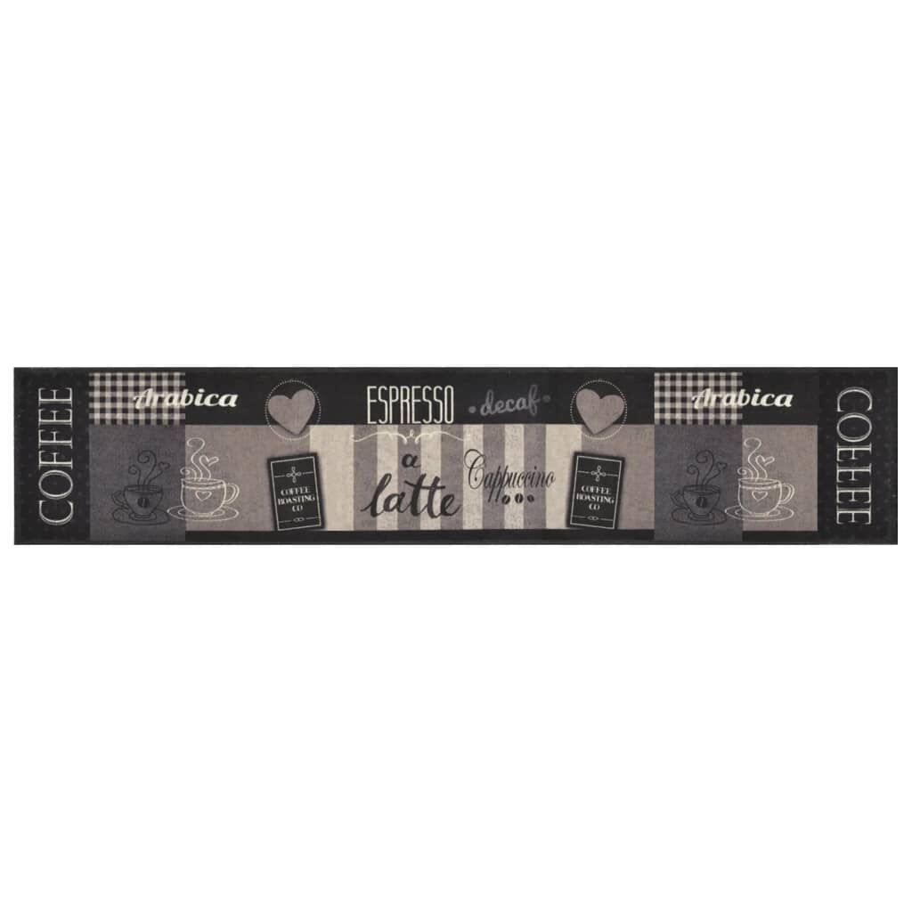 Vidaxl Alfombra De Cocina Lavable Terciopelo Negro Café 60x300 Cm_1