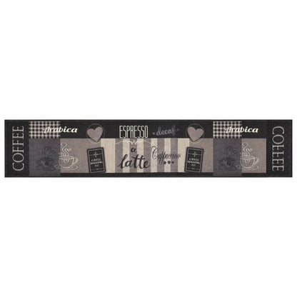 Vidaxl Alfombra De Cocina Lavable Terciopelo Negro Café 60x300 Cm_1
