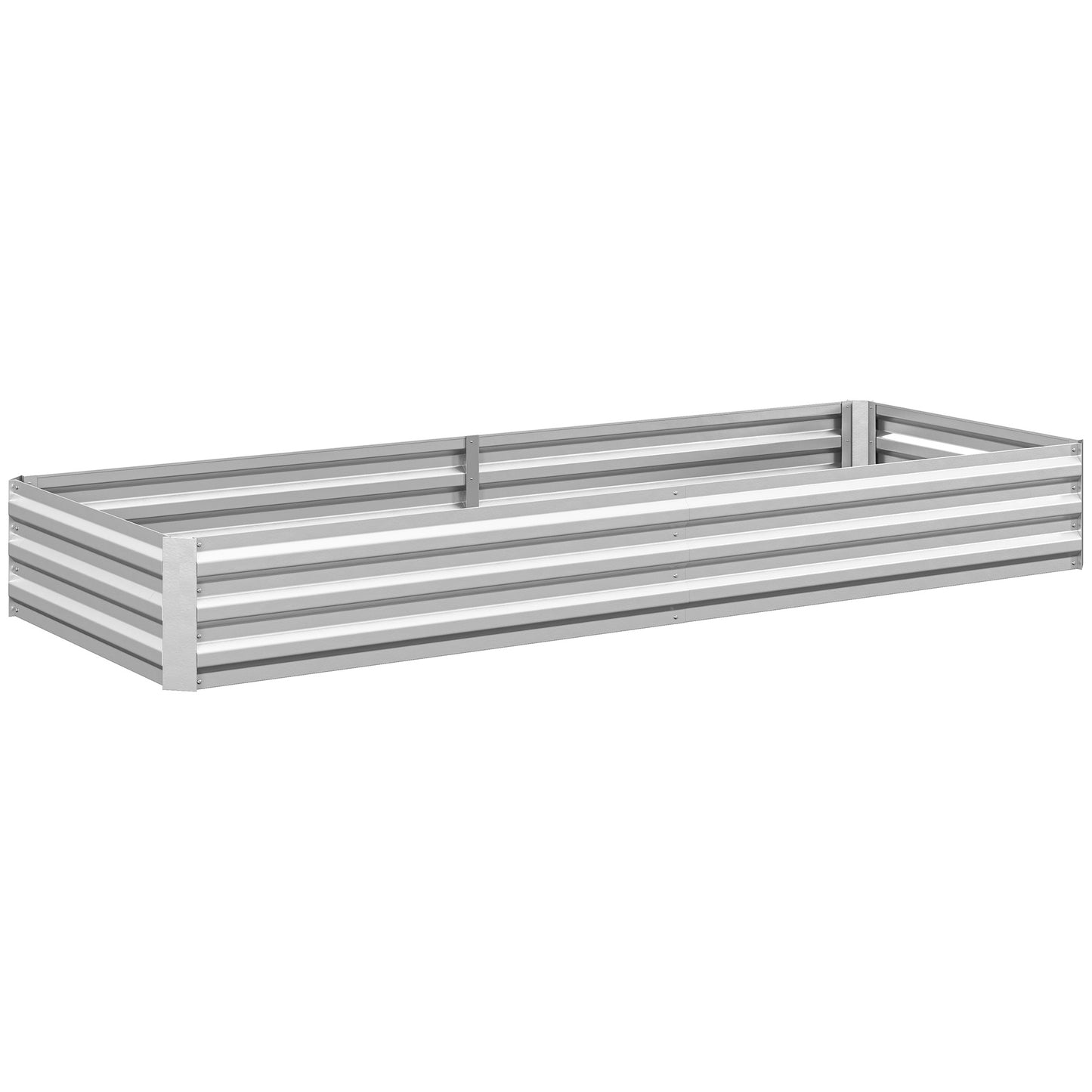 Outsunny Jardinera Exterior Grande De Acero Galvanizado Con Base Abierta Plata_0