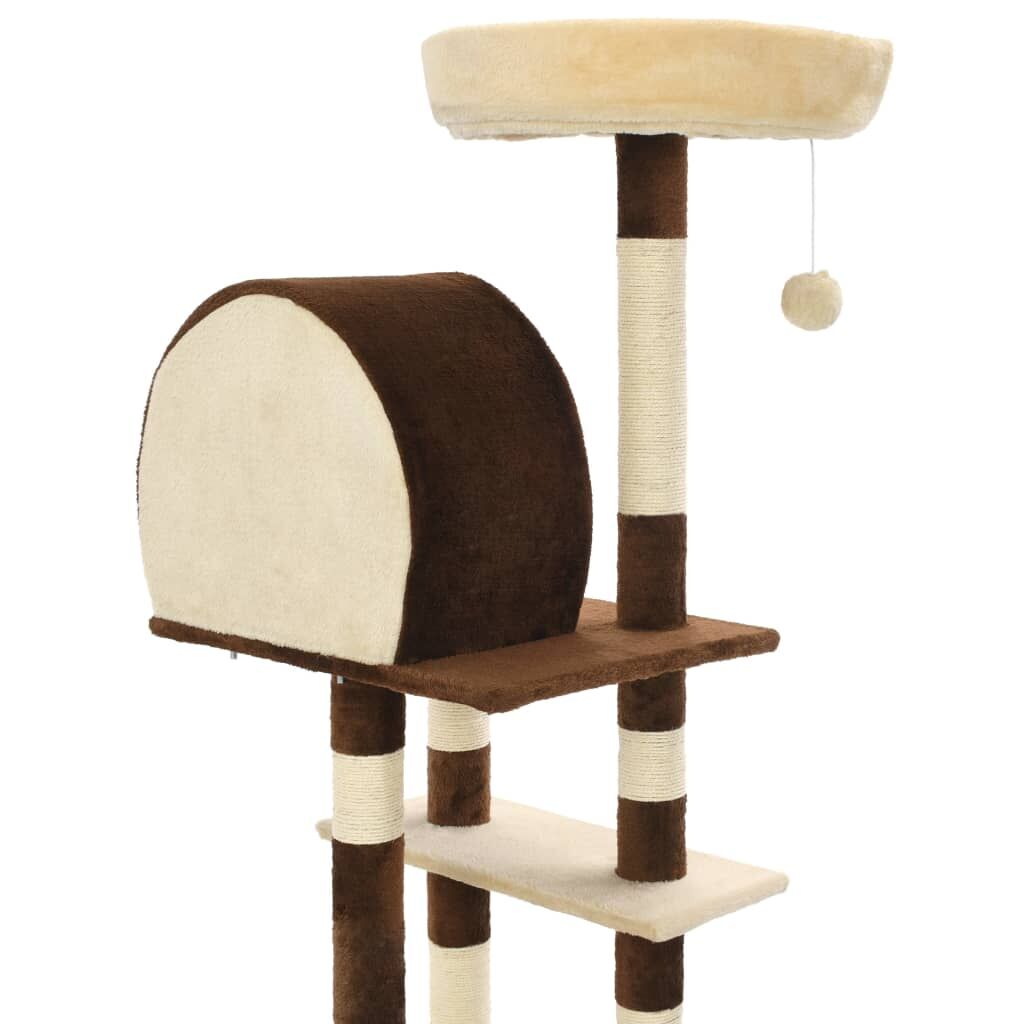 Vidaxl Rascador Para Gatos Con Postes De Sisal 127 Cm Beige Y Marrón_4