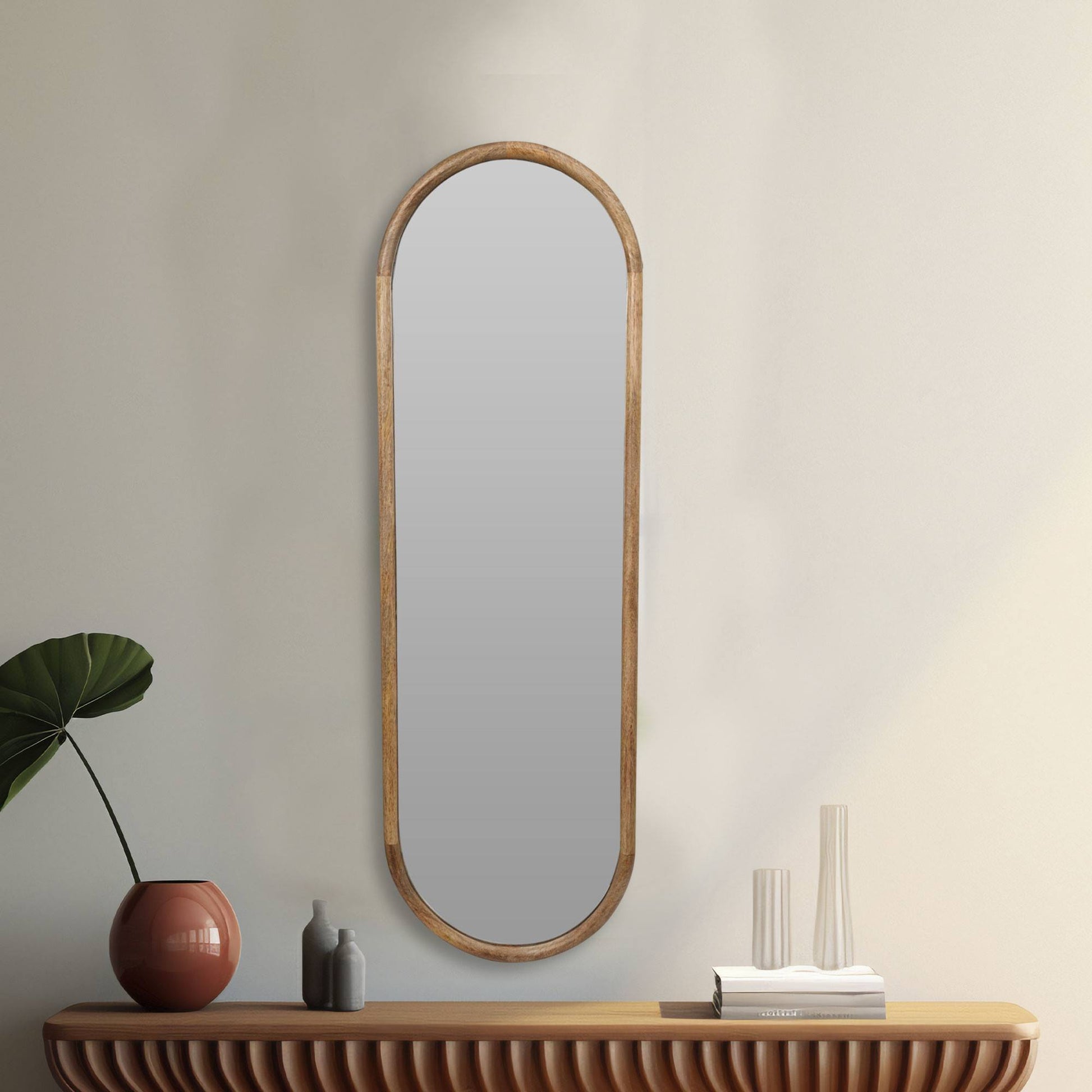Espejo Ovalado En Madera H.115cm - Well Home_2