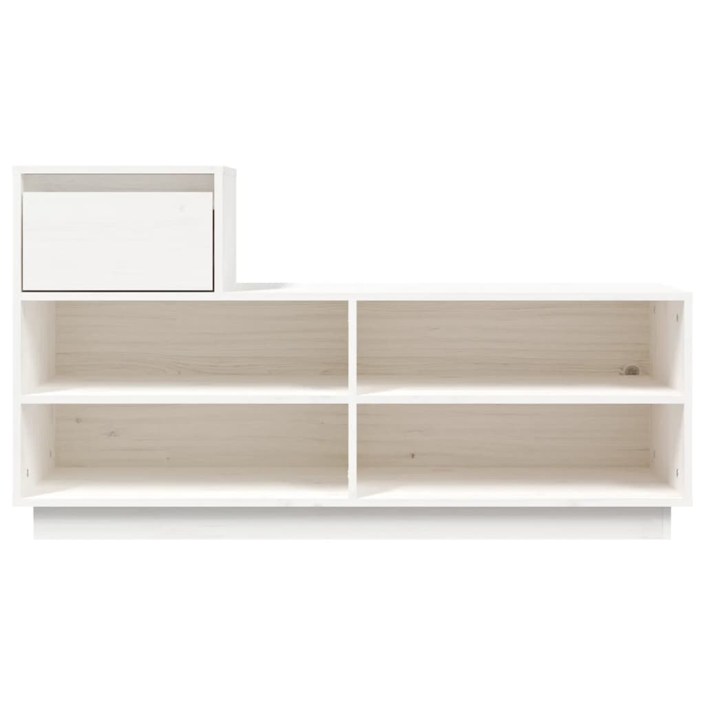 Mueble Zapatero De Madera Maciza De Pino Blanco 110x34x61 Cm / Vetonek_2