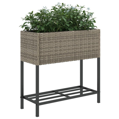 Jardineras Con Estante 2 Uds Ratán Sintético Gris 70x28x70 Cm_3