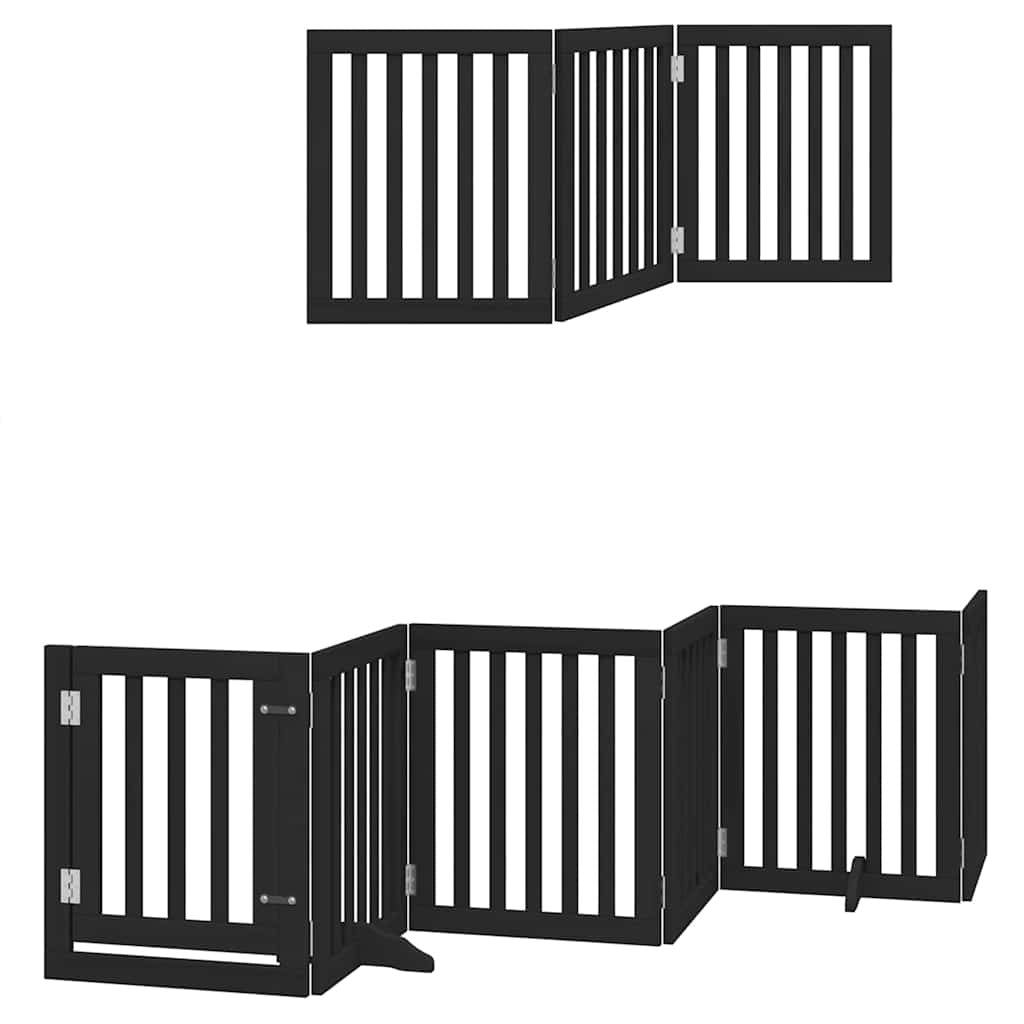 Vidaxl Puerta De Perros Plegable 12 Paneles Madera Álamo Negra 600 Cm_2