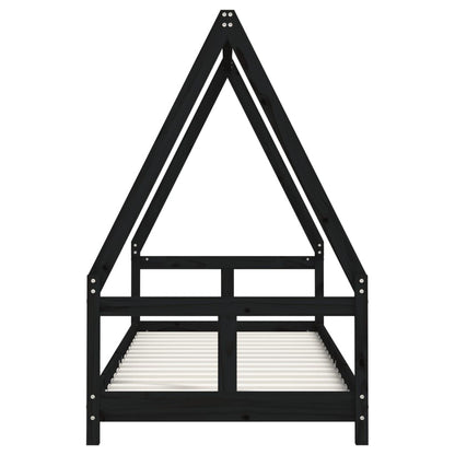 Vidaxl Estructura De Cama Para Niños Madera De Pino Negro 80x200 Cm_3