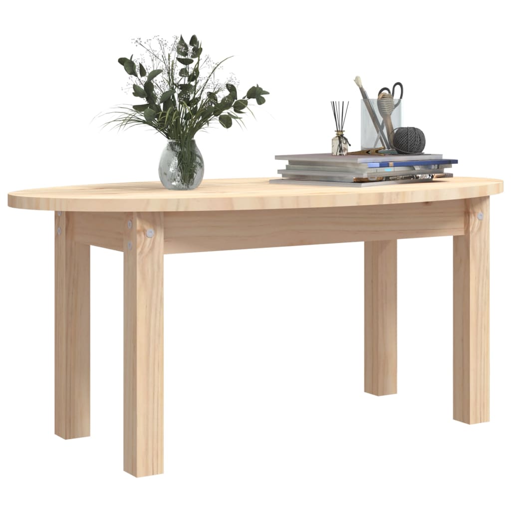 Mesa De Centro De Madera Maciza De Pino 80x40x35 Cm_2