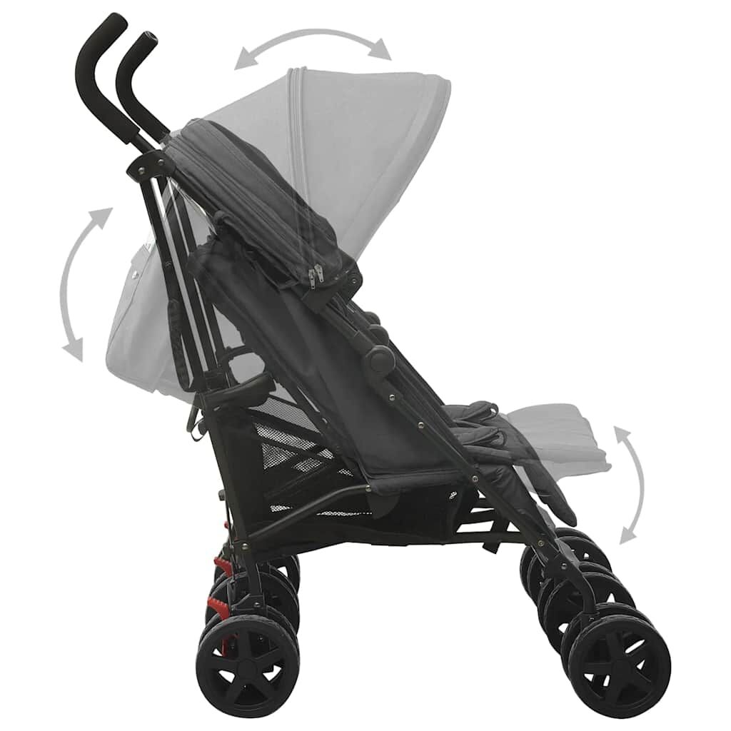 Vidaxl Carrito Para Gemelos De Acero Gris Antracita_4