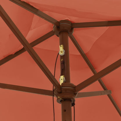 Vidaxl Sombrilla De Jardín Con Poste De Madera Terracota 198x198x231cm_4