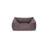 Cama Rectangular Confortable Impermeable Para Perro Wuapu Begur 105x85 Cm Marrón Con Detalle Lavanda