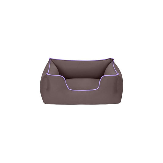Cama Rectangular Confortable Impermeable Para Perro Wuapu Begur 105x85 Cm Marrón Con Detalle Lavanda_0