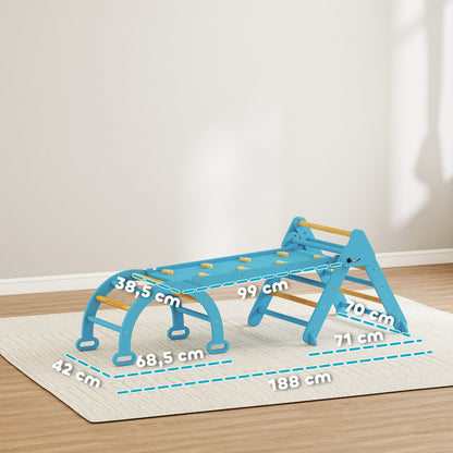Aiyaplay 7 En 1 Triángulo De Escalada Montessori Con Arco Y Rampa 188x70 Cm Azul_2