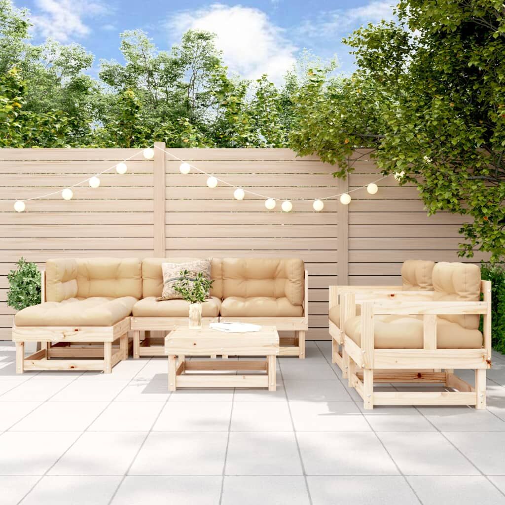Vidaxl Juego De Muebles De Jardín 7 Piezas Madera Maciza De Pino_1