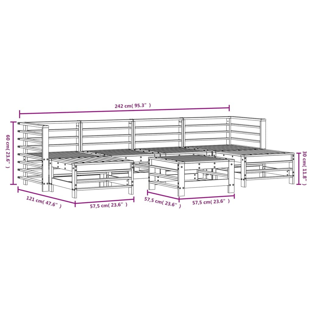 Vidaxl Juego De Muebles De Jardín 7 Pzas Madera Maciza Abeto Douglas_2