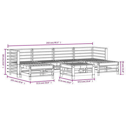 Vidaxl Juego De Muebles De Jardín 7 Pzas Madera Maciza Abeto Douglas_2