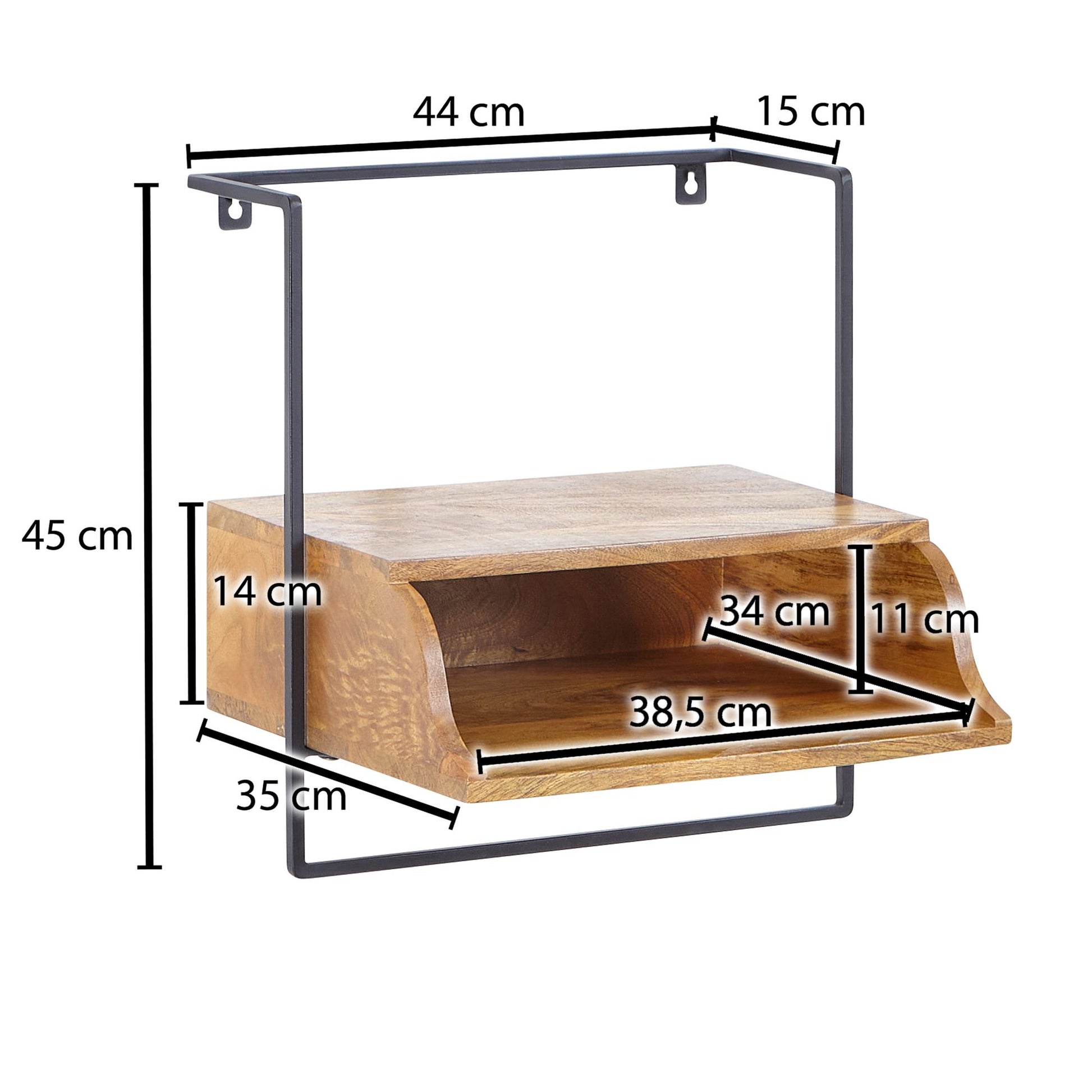 Mesita De Noche Pared Con Estante 44x45x35 Cm_3