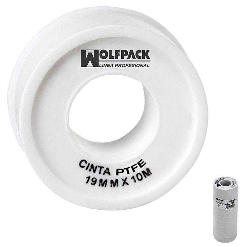 Cinta Ptfe Wolfpack  12 Mm. X 10 M. (paquete 10 Rollos)