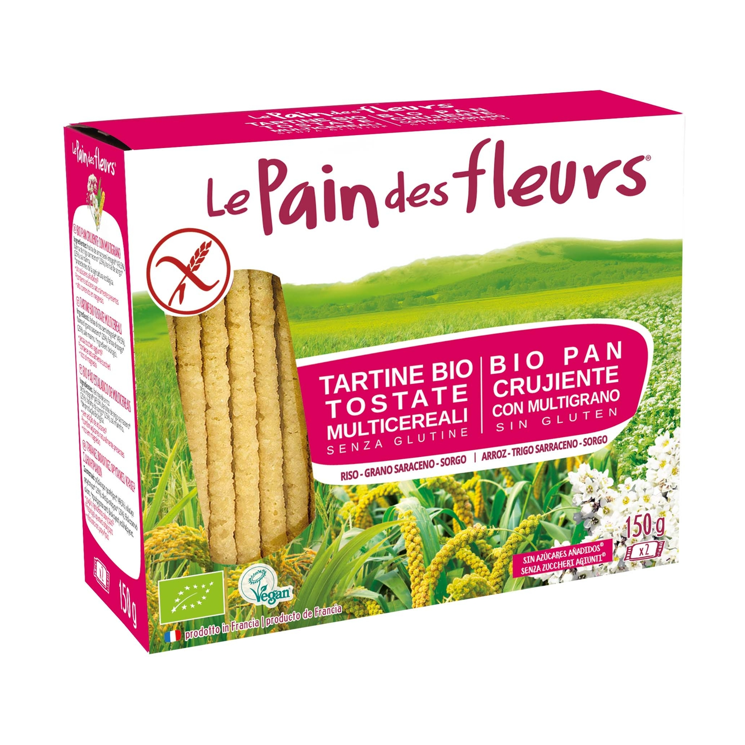 Tostadas crujientes multicereales BIO Sin gluten Le pain des fleurs 150g