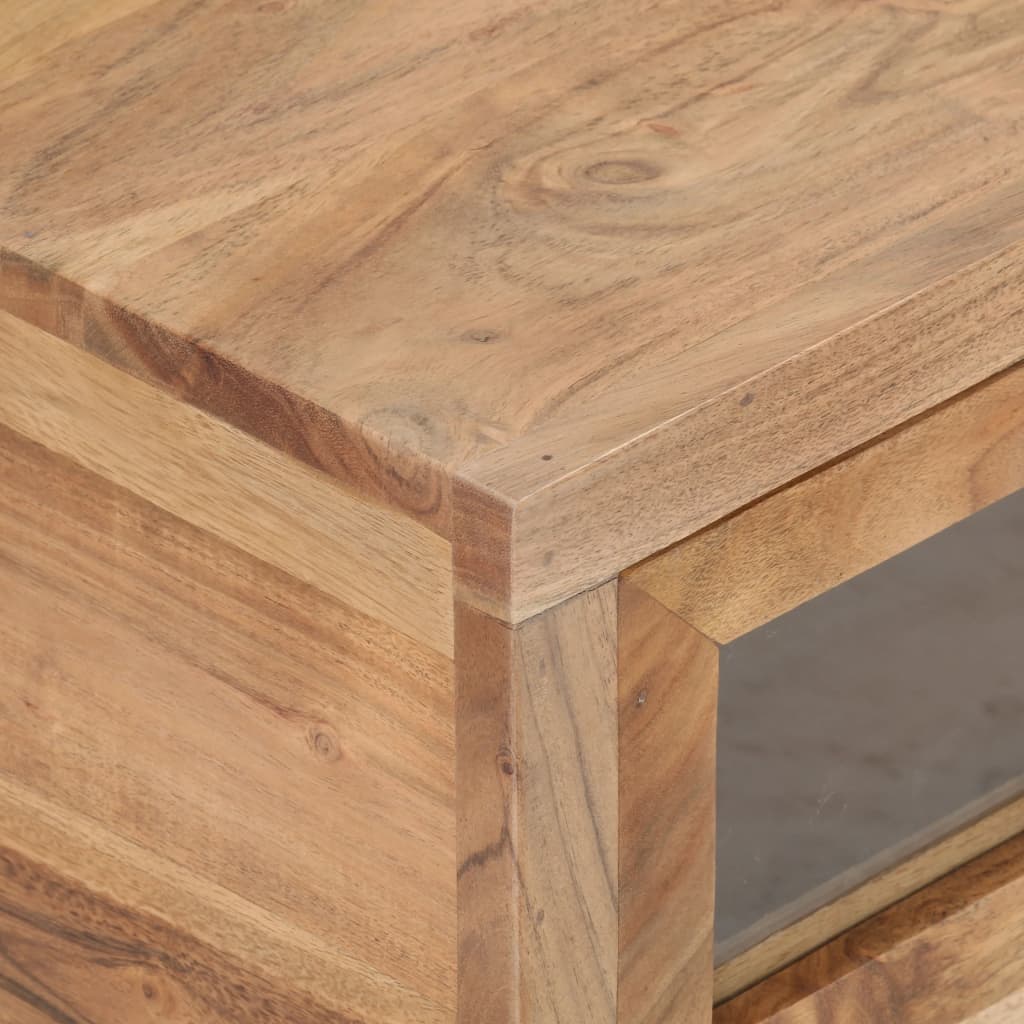 Mesa De Centro De Madera Maciza De Acacia 90x60x40 Cm_3