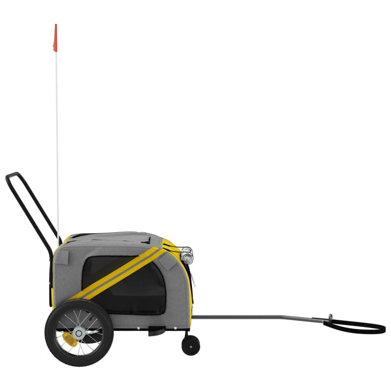 Vidaxl Remolque Bicicleta Mascotas Hierro Tela Oxford Amarillo Negro_5