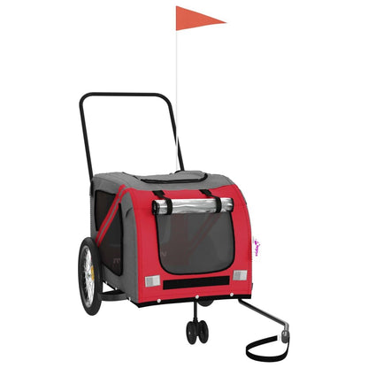 Vidaxl Remolque De Bicicleta Mascotas Hierro Tela Oxford Rojo Gris_0