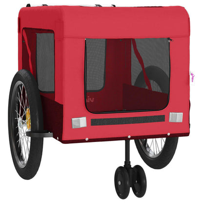 Vidaxl Remolque De Bicicleta Mascotas Hierro Tela Oxford Rojo Negro_5