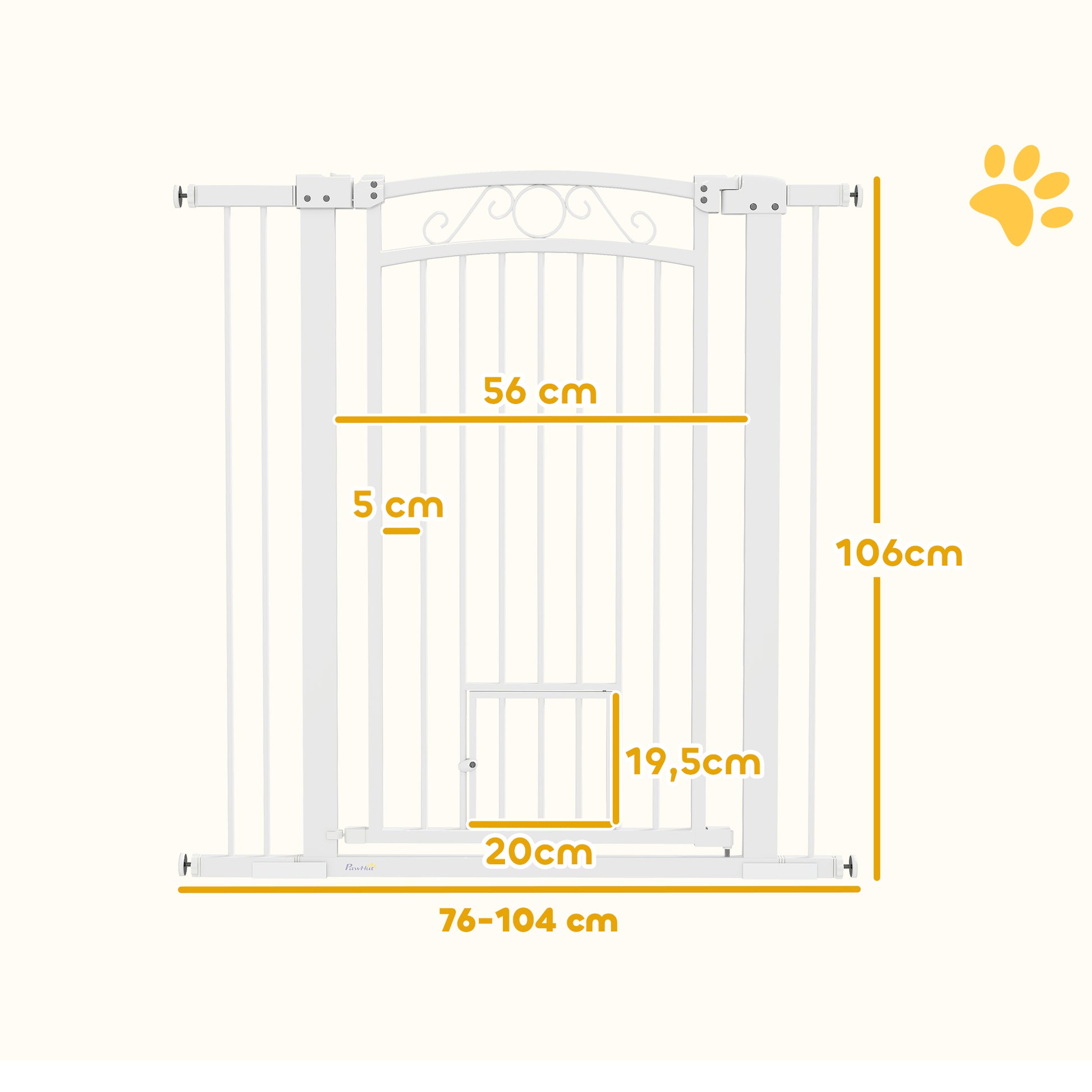 Pawhut Barrera De Seguridad Para Perros Con Ancho Ajustable 76-104 Cm Blanco_2