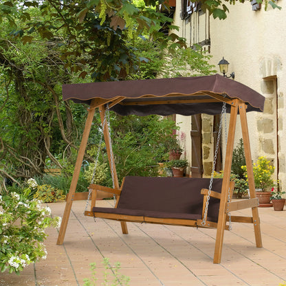 Outsunny Columpio De Jardín De 3 Plazas Con Asiento Y Respaldo Acolchados_1