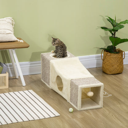 Pawhut Túnel Para Gatos Con Múltiples Entradas Casetas De Sisal Bola 98x30x30cm_1