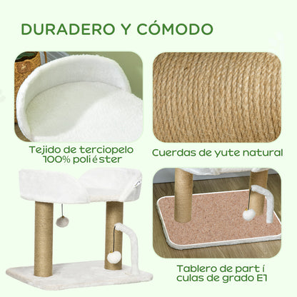 Pawhut Árbol Rascador Para Gatos Pequeños Altura 42 Cm 48x38x42 Cm Blanco_3