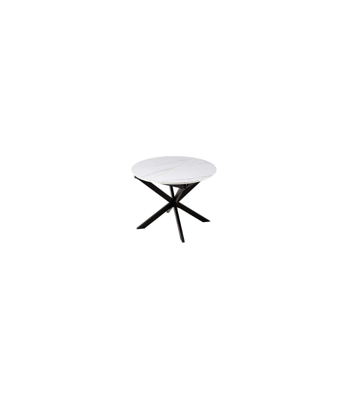 Mesa Redonda Extensible Ibiza Acabado Blanco/negro, 75cm(alto) 100-140cm(ancho) 100cm(largo)_1