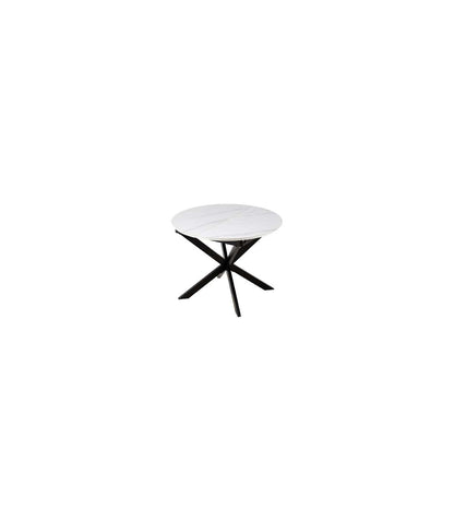 Mesa Redonda Extensible Ibiza Acabado Blanco/negro, 75cm(alto) 100-140cm(ancho) 100cm(largo)_1
