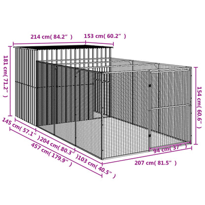 Vidaxl Caseta Perros Corral Acero Galvanizado Gris Claro 214x457x181cm_2