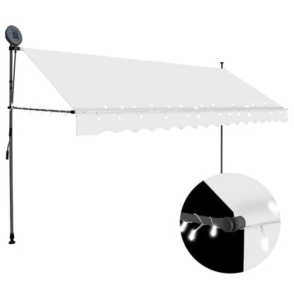 Toldo Manual Retráctil Con Led Crema 350 Cm_1