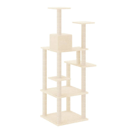 Rascador Para Gatos Con Postes De Sisal Crema 153 Cm_4