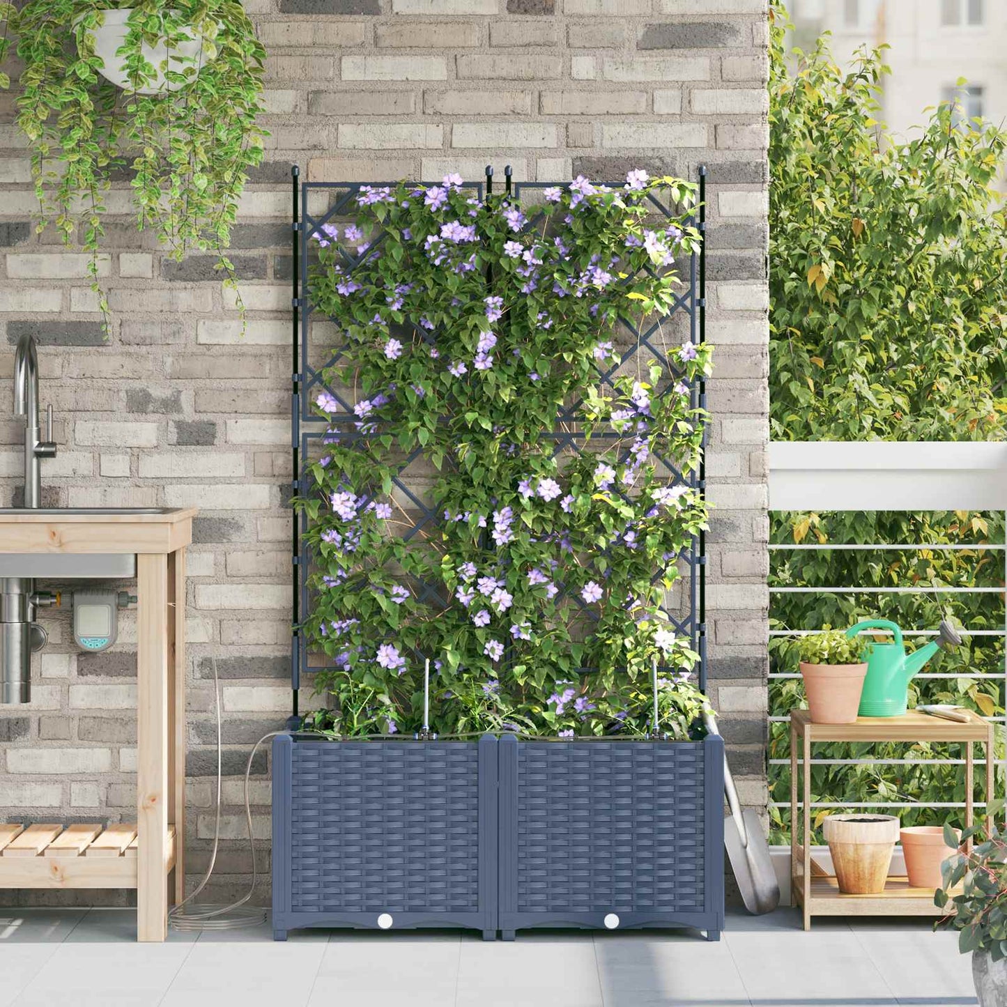 Macetero De Jardín 2 Uds. Gris 80 X 40 X 142 Cm Pp_1