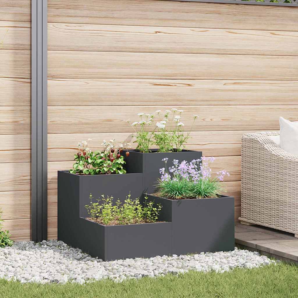 Maceta Para Jardín Antracita 80 X 80 X 60 Cm Acero_1