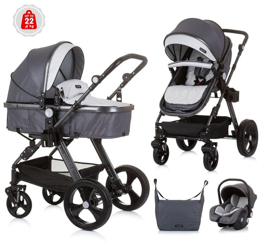 Carrito De Bebé Havana Trio Convertible Hasta 22 Kg Con Bolso Y Mosquitera Silver Grey_0
