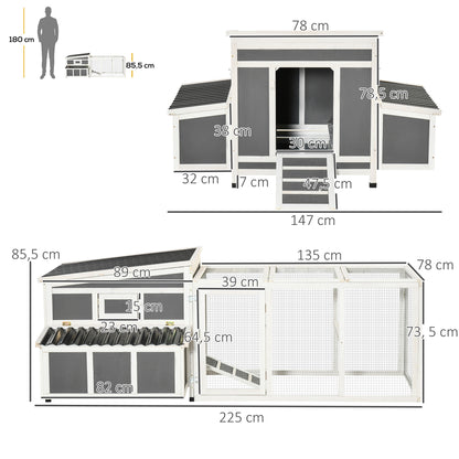 Pawhut Gallinero De Madera Exterior 225x147x85,5cm Para 6-8 Gallinas Con Corral_2